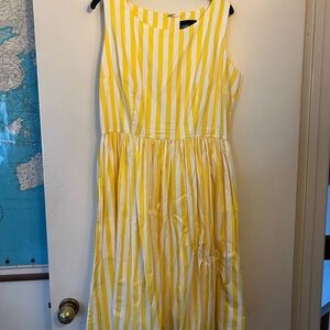 Collectif London Yellow stripe fit and flare dress UK16/US12 Unique Vintage